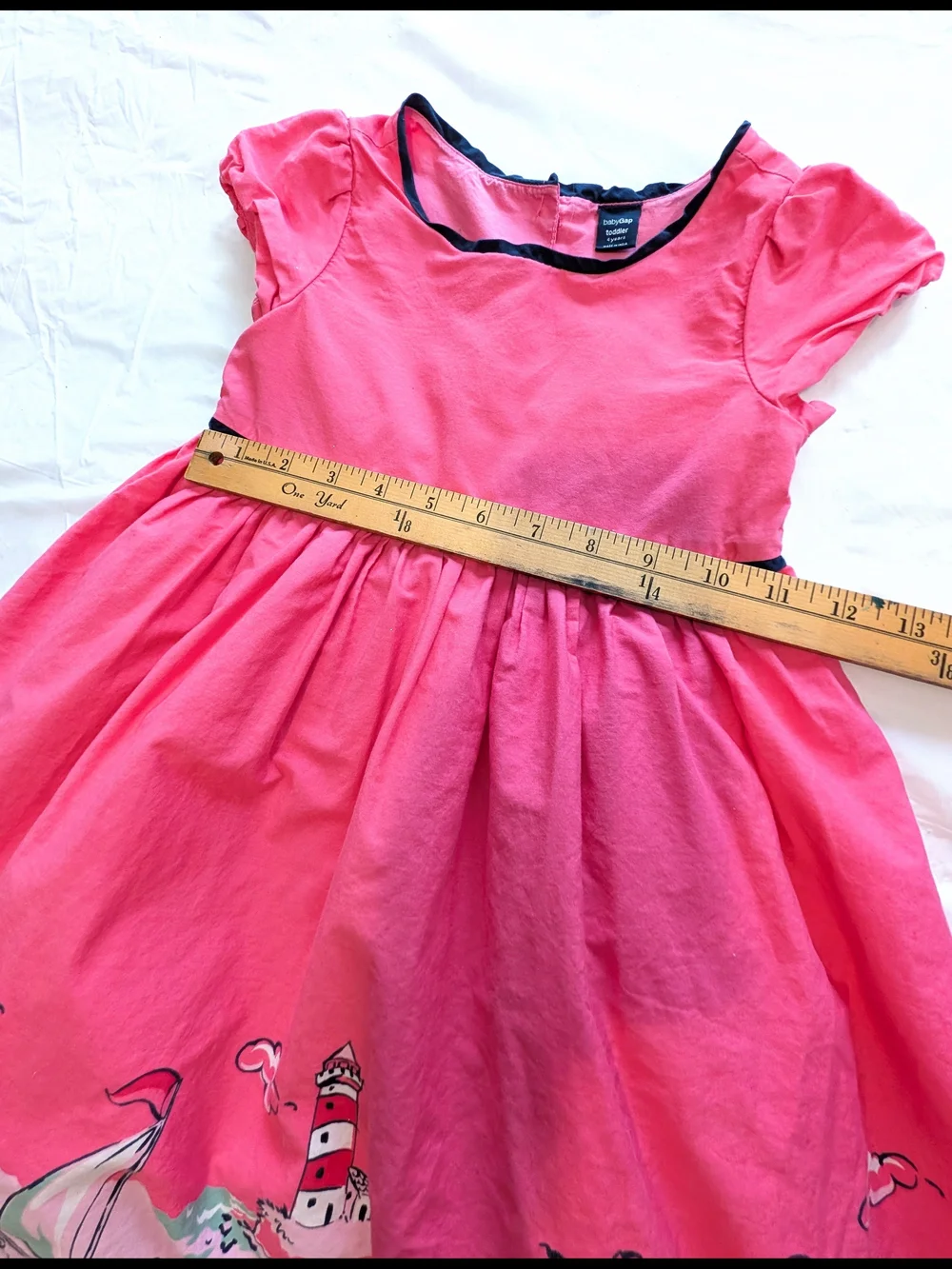 BabyGAP Pink Paris Poodle Sailboat Fishing Scene Dress W/ Tulle Slip Girls 4T